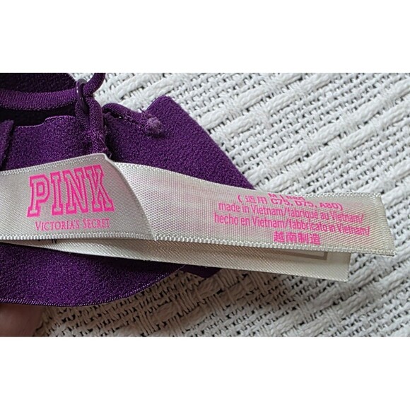 Victoria's Secret Bralette Medium Purple Lace Floral Halter Adjustable - Picture 5 of 12